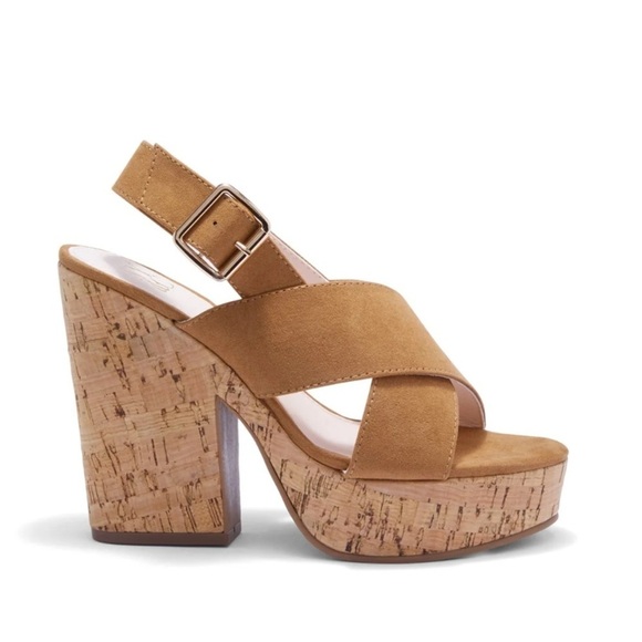 New York & Company Aislinn Cognac Platform Heel Size 9.5 - Picture 3 of 8